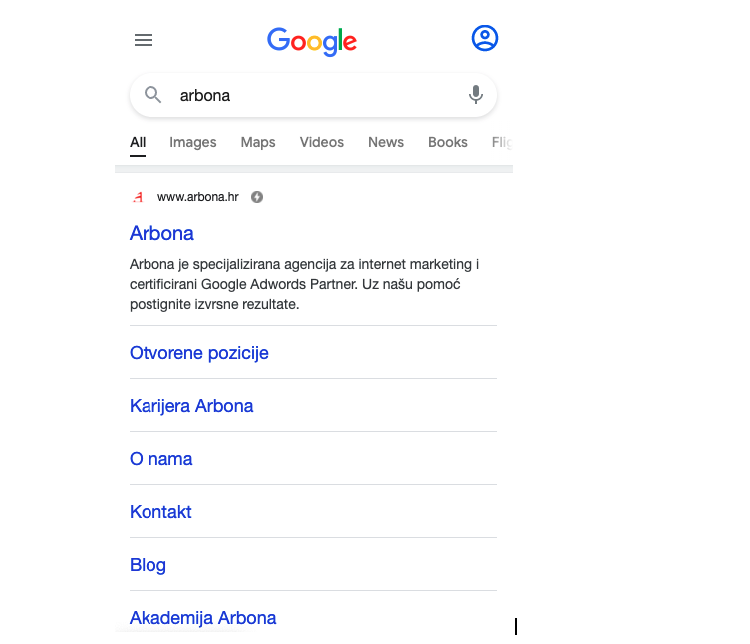 Rich snippet-i na SERP-u na primeru Arbona weba